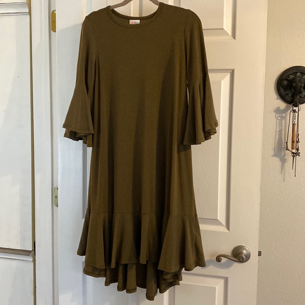 Heathered, army greenish dress - love it